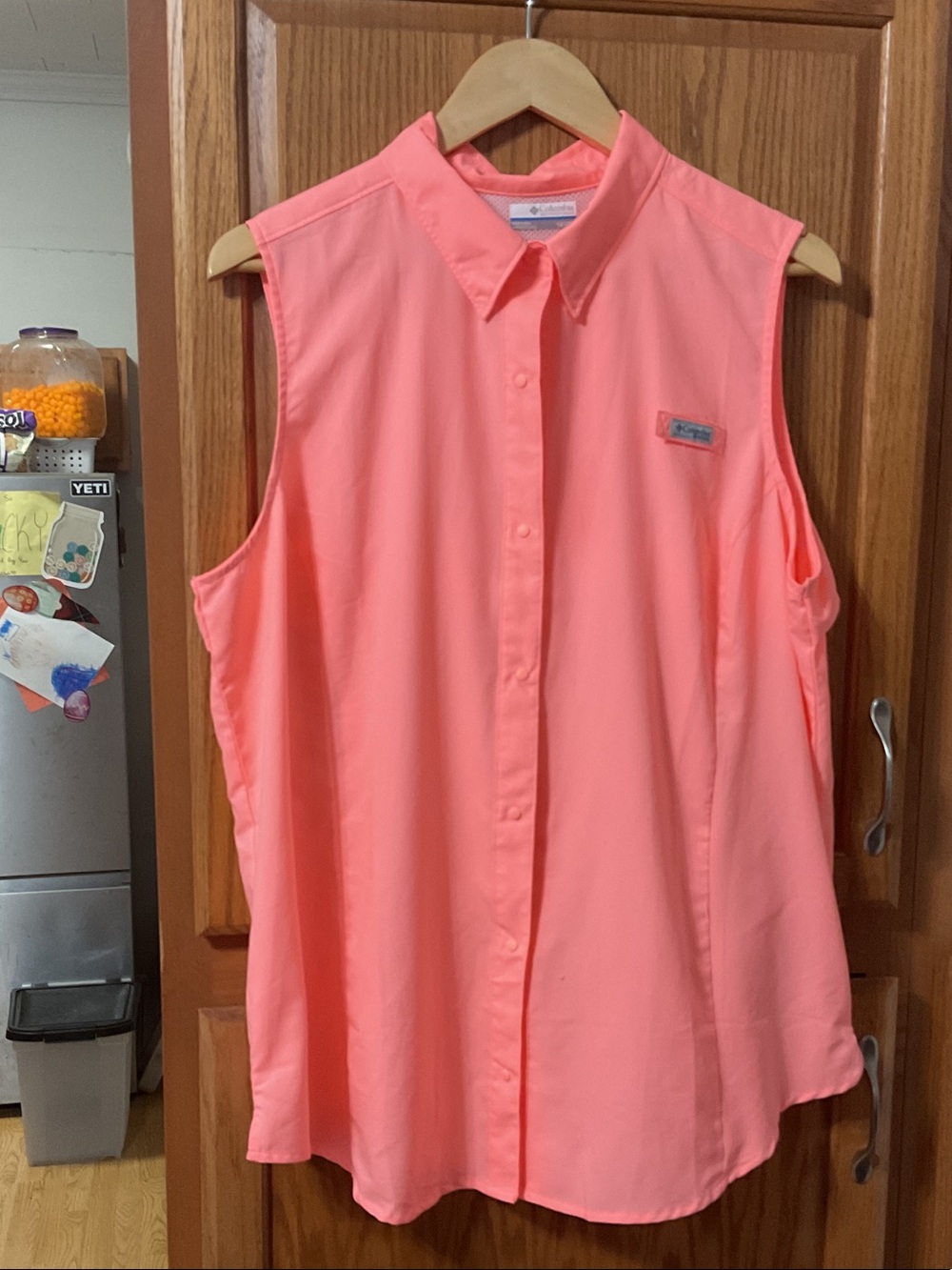 Columbia Women’s Sleeveless Button-Front Shirt - Coral size 1X